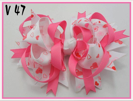 funky Valantine's Day hair bows-B girl baby boutique hair bows