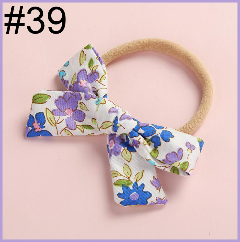 Spring Floral Watercolor Fabric Bow Nylon One Size Headband Newb