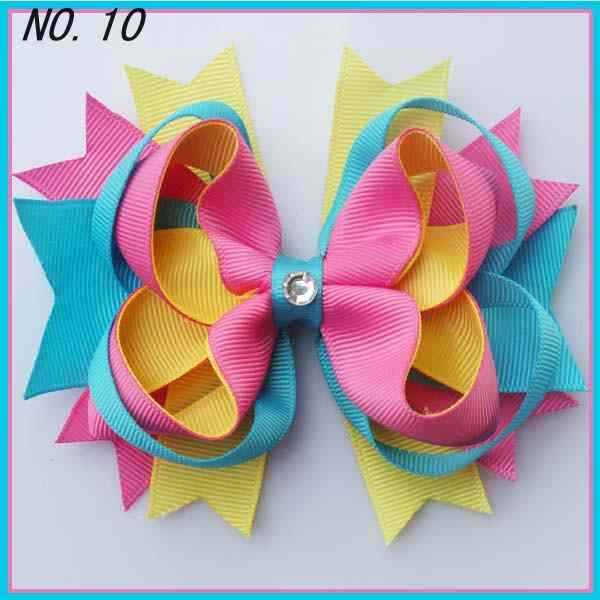 4.5'' two layer funky hair bows boutique hair clips