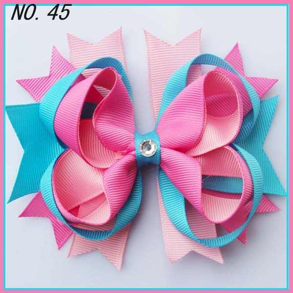 4.5'' two layer funky hair bows boutique hair clips