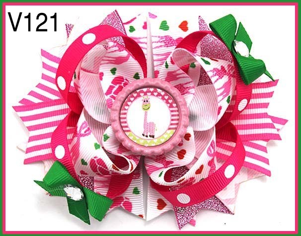 Valantine\'s Day hair bows-B girl baby boutique hair bows