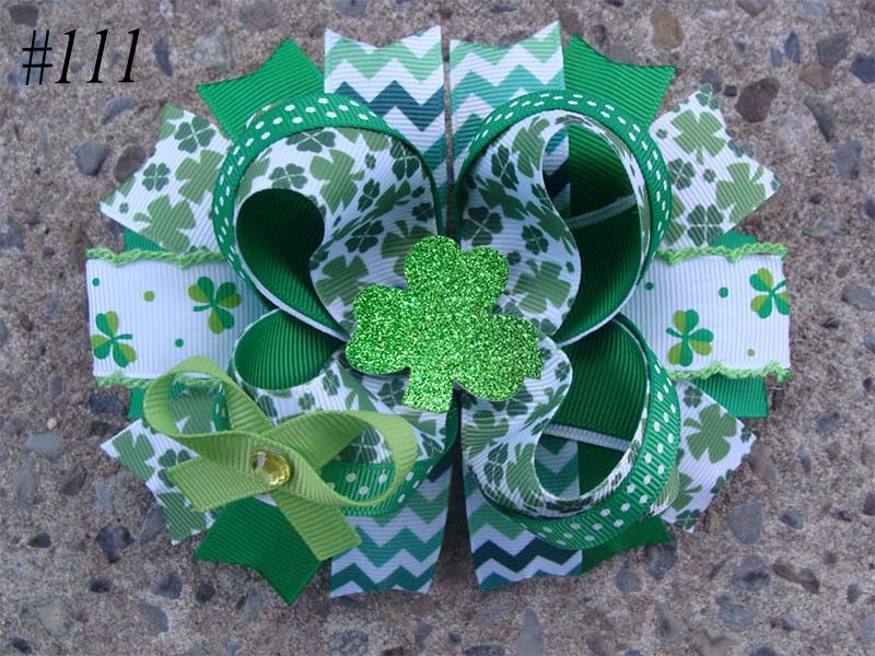 fashion St. Patrick's Day hair bows Festival girl boutique bow