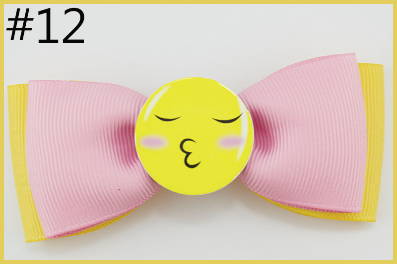 4.5" Emoji Hair Bow, Girl Hair Bows, Handmade Boutique Bow, Emoj