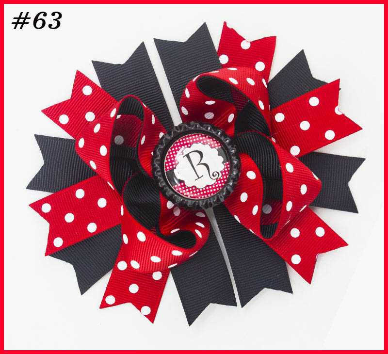 Initial Baby Bow, Personalized Baby, Red Hair Bow, Red Hair Clip