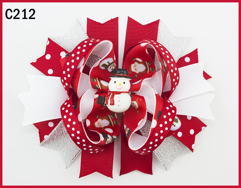 Snowman Christmas Boutique Hair Bow, Boutique Holiday Bow