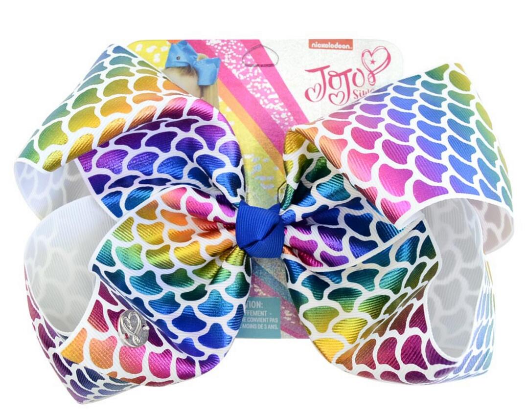 8" Large JoJo Bow With Hair Clip For Girls Kids Handmade Metalic