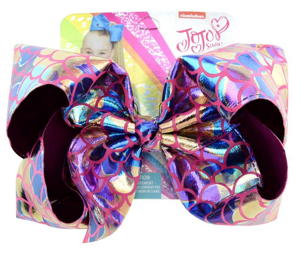 8" leather jojo hair bows Mermaid Hair Bows With Clips For Kids