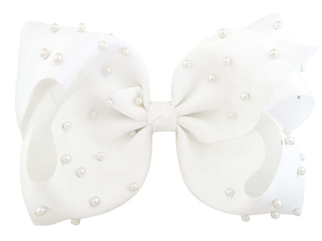 8\" Large pearl boutique Bow With Hair Clip big hair bows