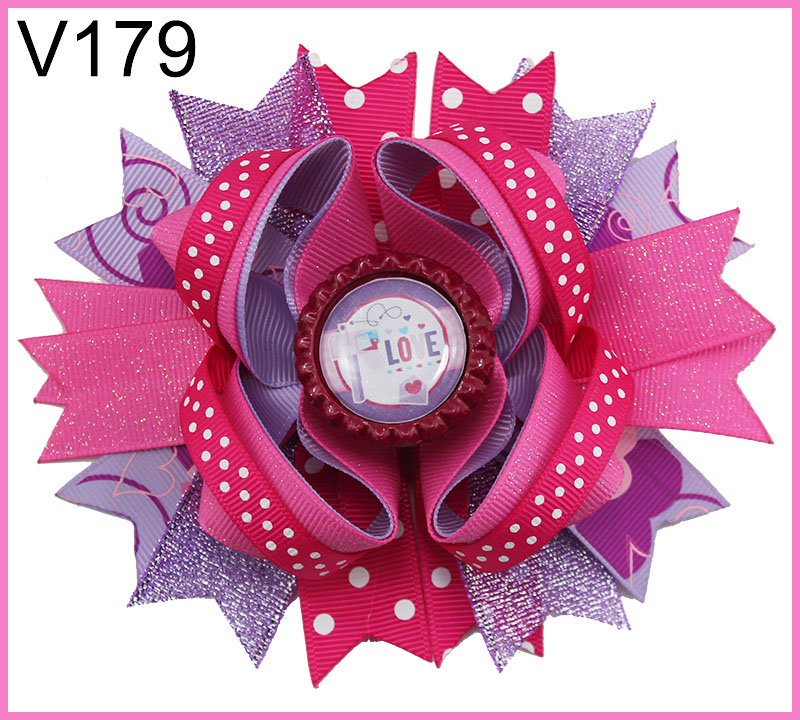 funky Valantine's Day hair bows-B girl baby boutique hair bowsPr