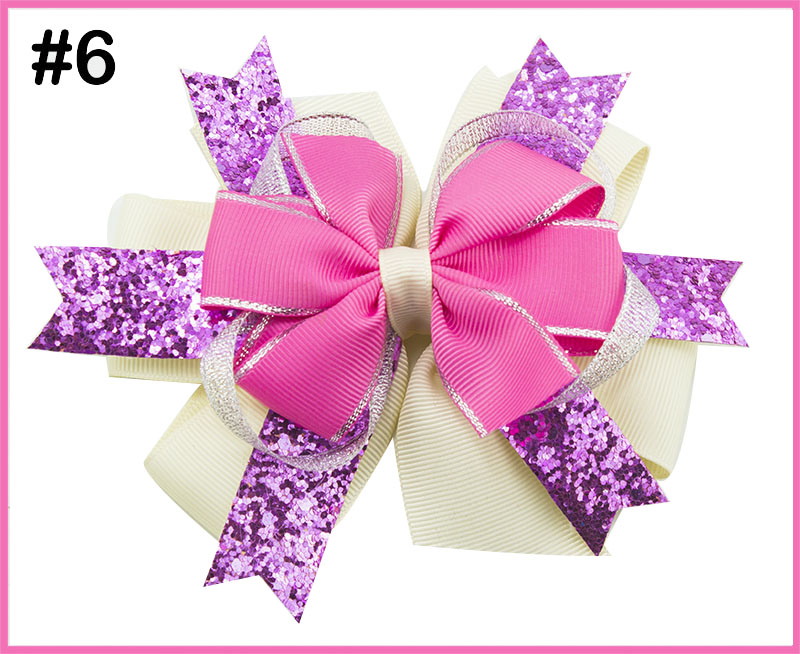 5'' glitter layered hair bows popular shinne girl big bows