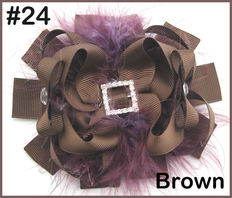 4.5'' feather hair bows with rhinestone hair clips