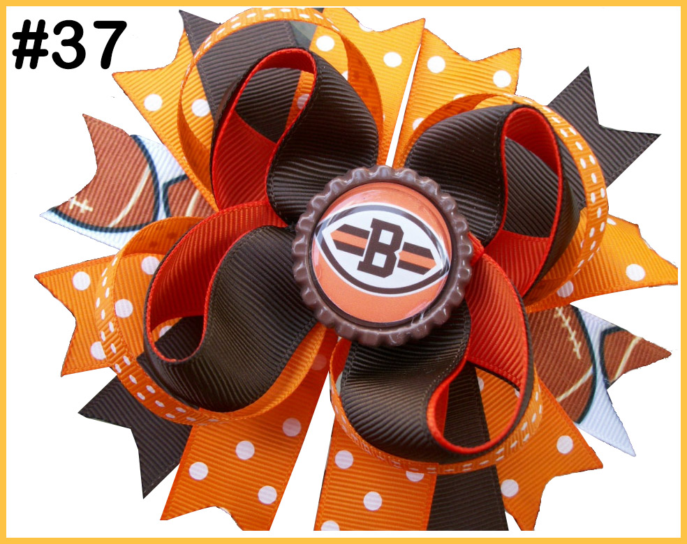 sport hair bow University Boutique Hair Bow football layered