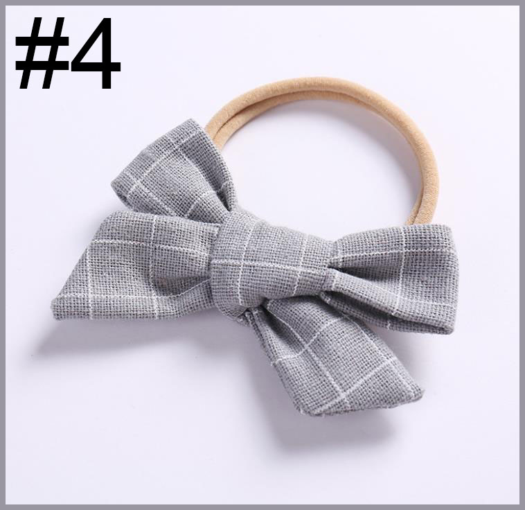 plaid baby bows cotton Fabric Bow Nylon One Size Headband
