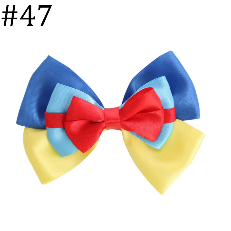 4-5'' princess hair bows red yellow blue inspired hair clips