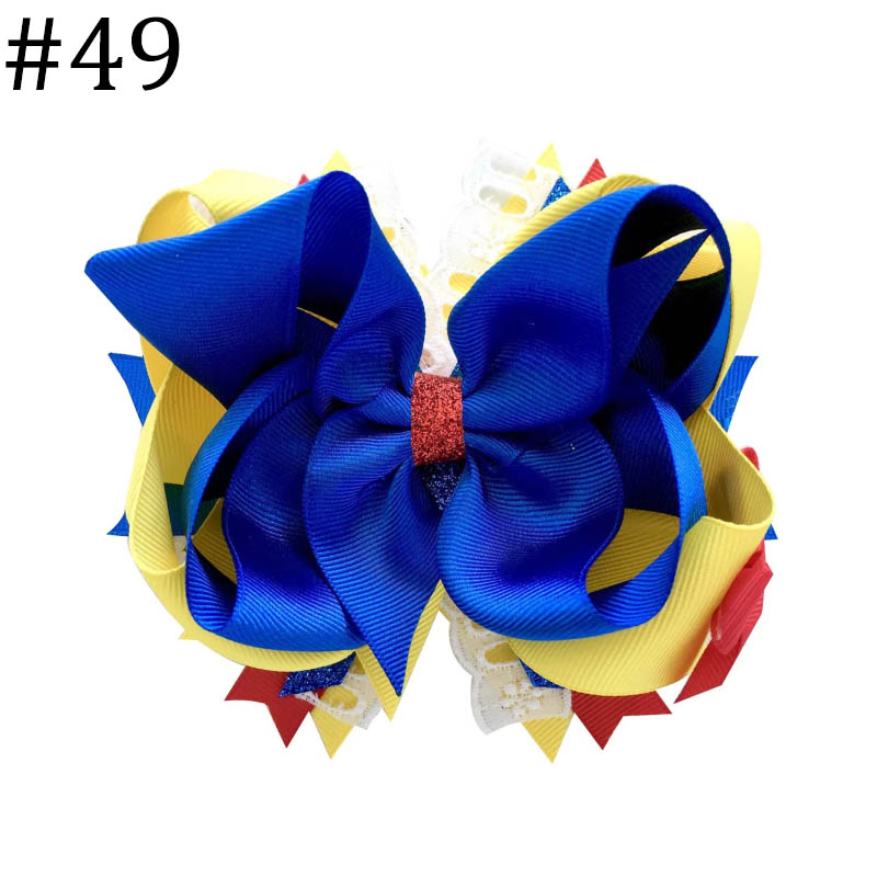 4-5'' princess hair bows red yellow blue inspired hair clips