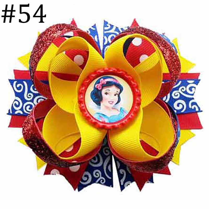 4-5\'\' princess hair bows red yellow blue inspired hair clips