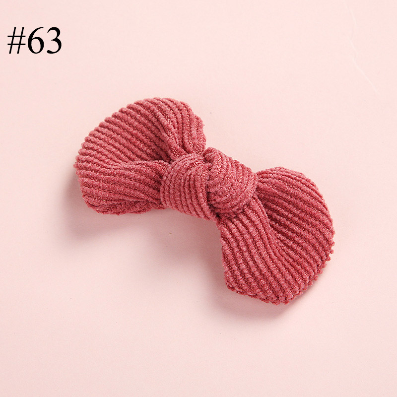 Corduroy Bow Hairpins Clips For Girls Mini Solid Headwear Kids H