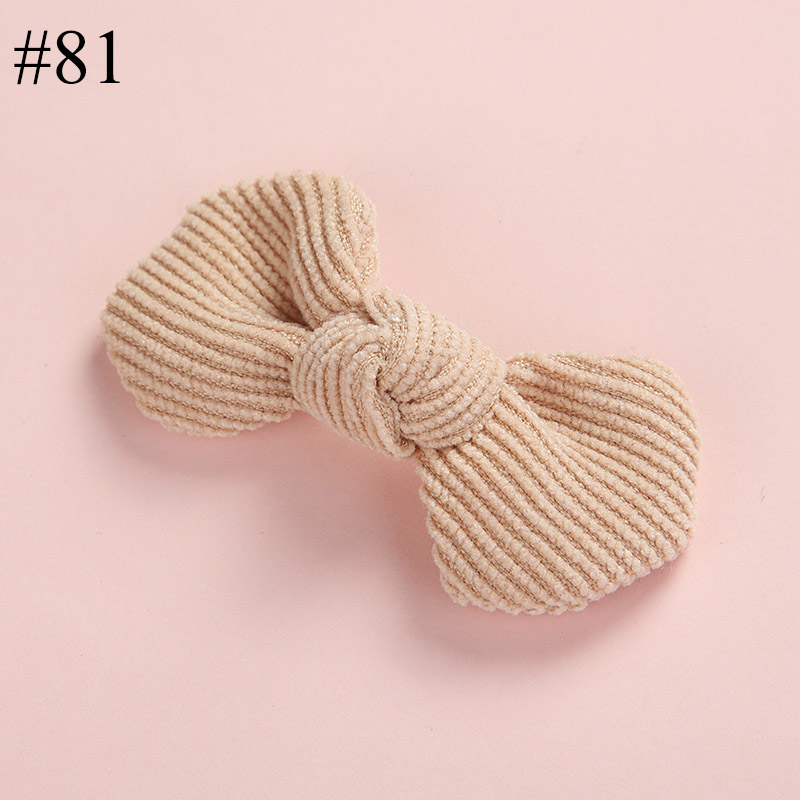 Corduroy Bow Hairpins Clips For Girls Mini Solid Headwear Kids