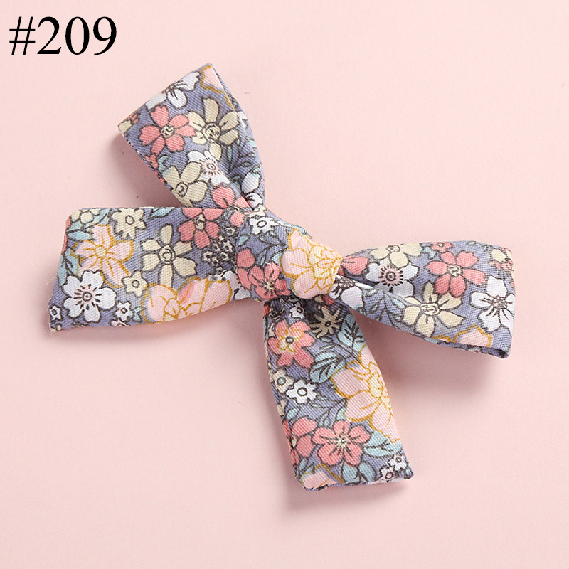spring and summer Girls Prints Flower Hair Clips cotton bowknot