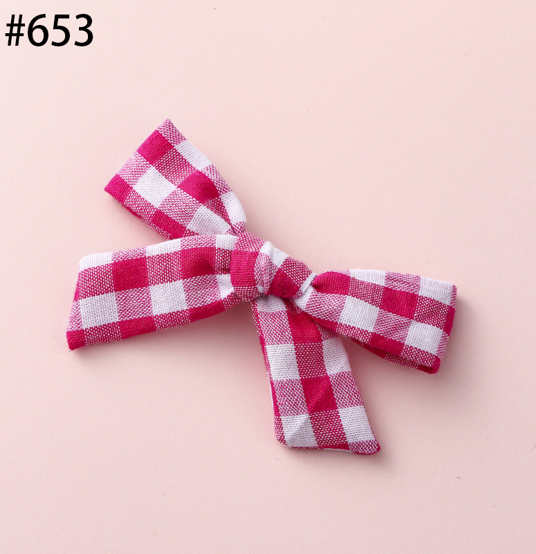 New Fashion Baby Girls Plaid Style Knotted Bows Hair Clips 8.5*5