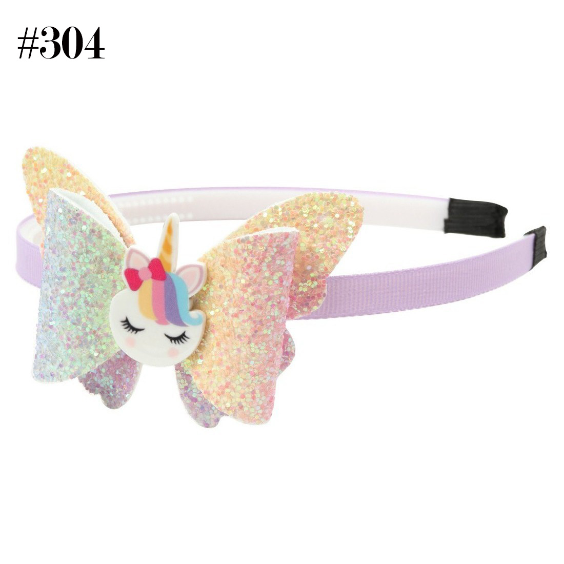Glitter Sequins Wing Butterfly Unicorn Headbands Rainbow