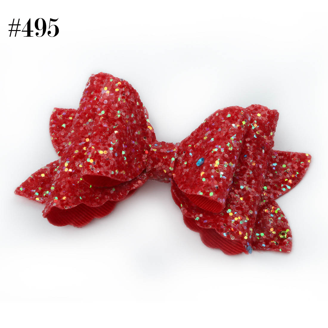 girls glitter Double bowknot bright pink hair bows