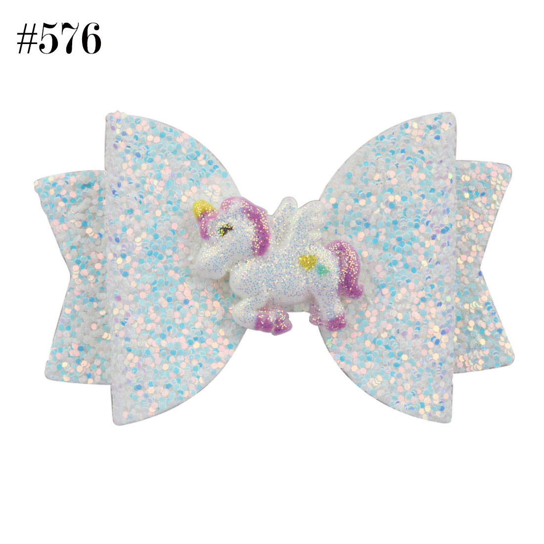 unicorn hair bows gradient glitter party girls hair bows