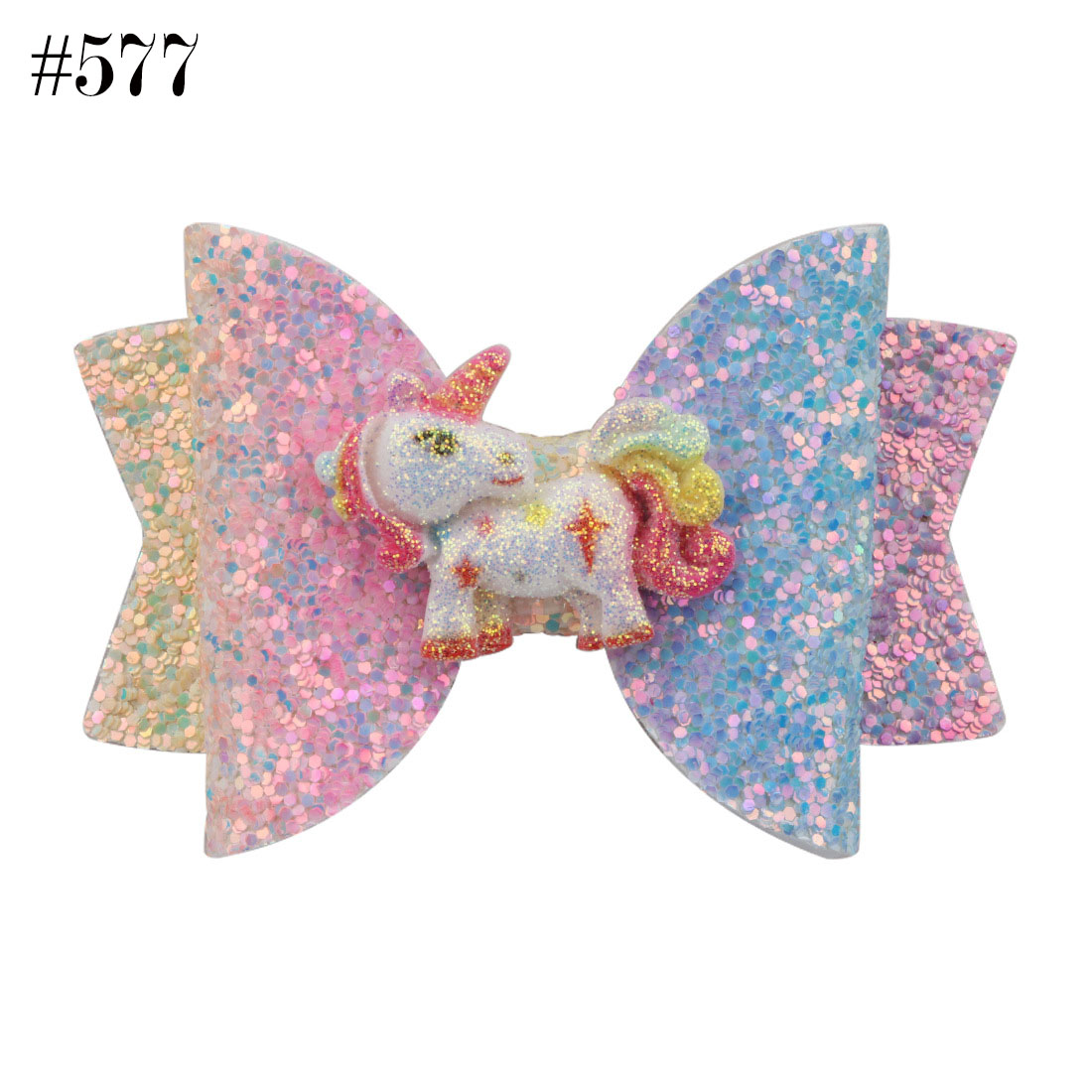 unicorn hair bows gradient glitter party girls hair bows