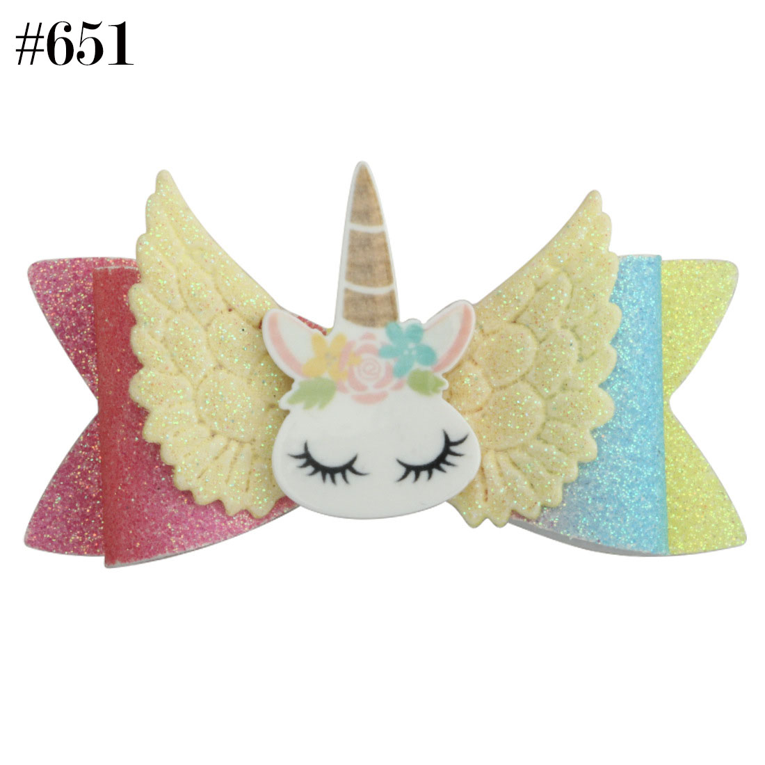 Glitter Butterfly Unicorn Bow With wing Hair Bows