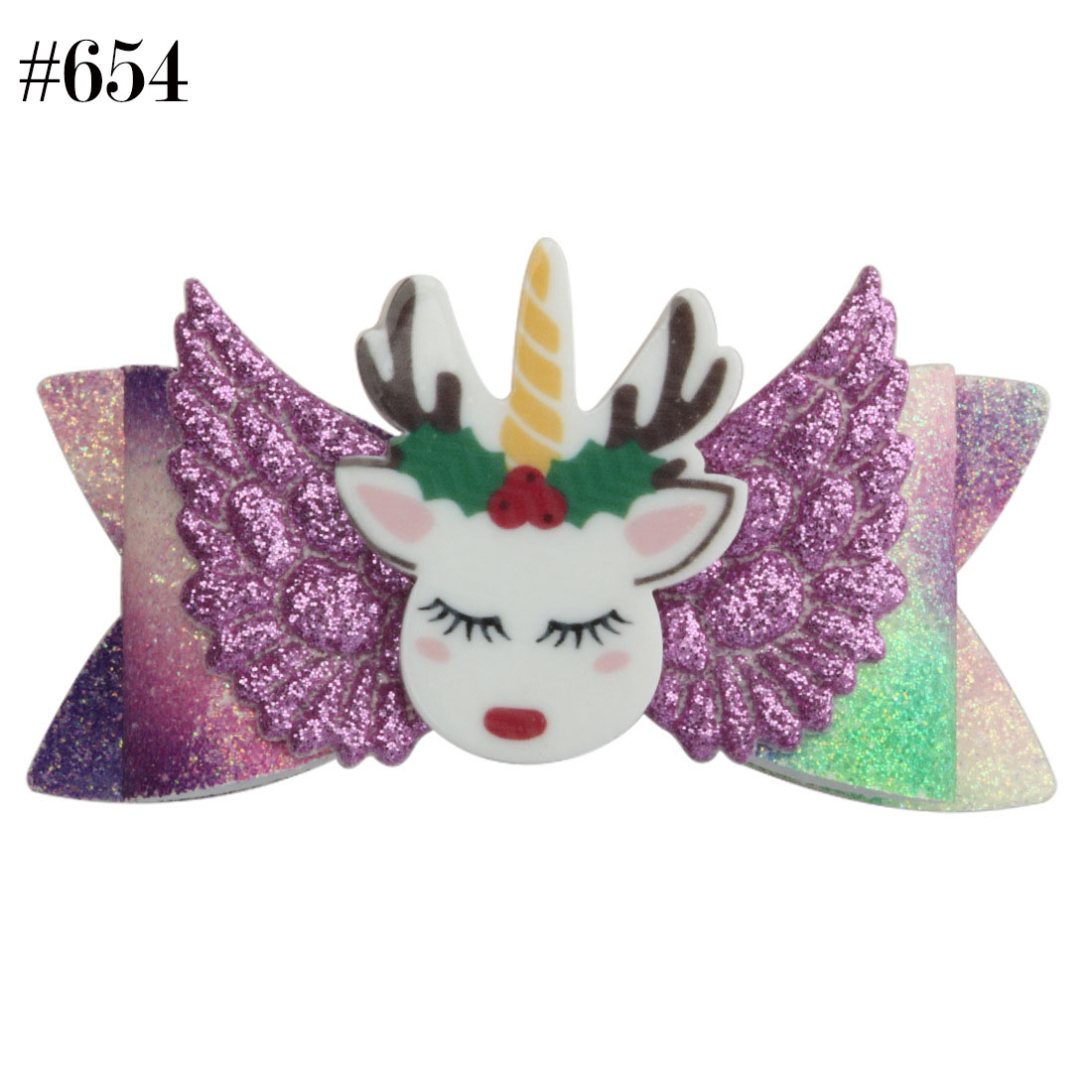 Glitter Butterfly Unicorn Bow With wing Hair Bows