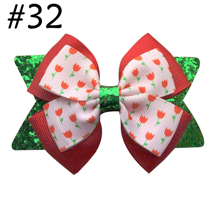4'' Glitter hair bows three layer boutique bows