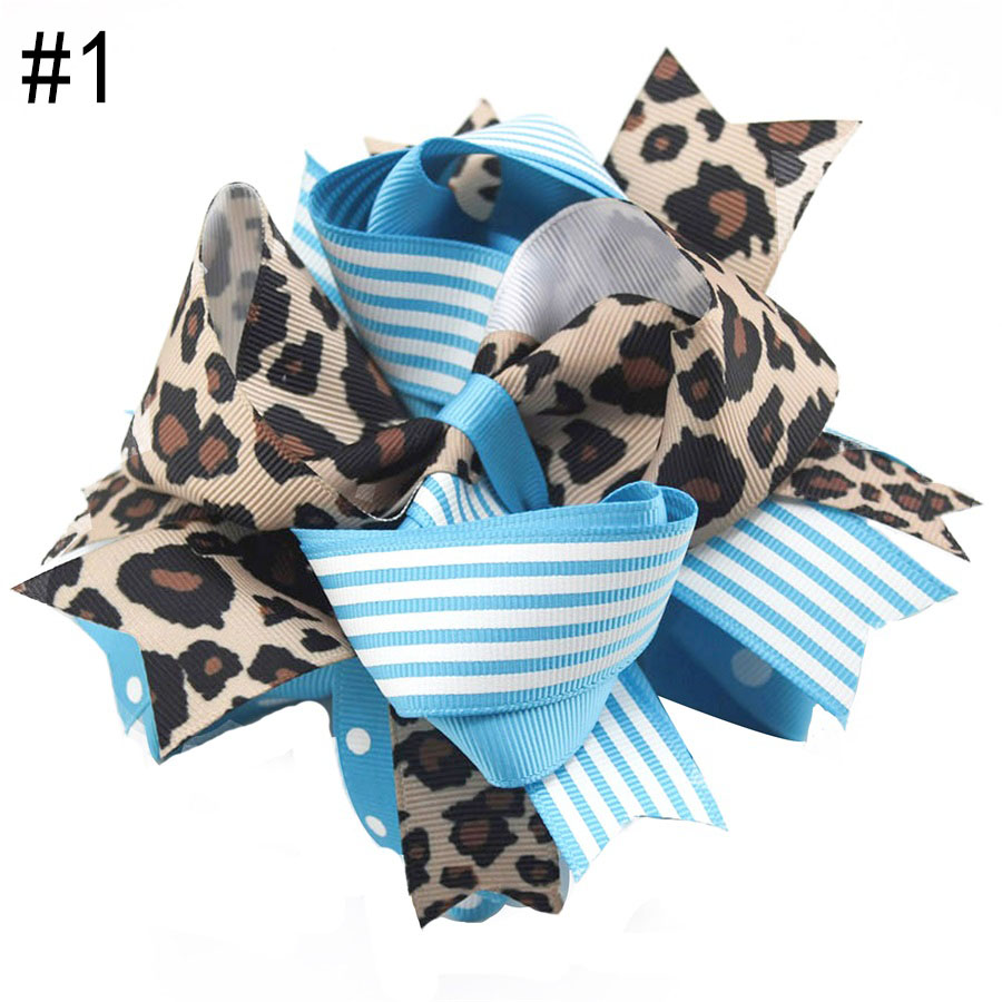 5.5-6''leopard big girl hair Bows Accessories With Clip Boutique