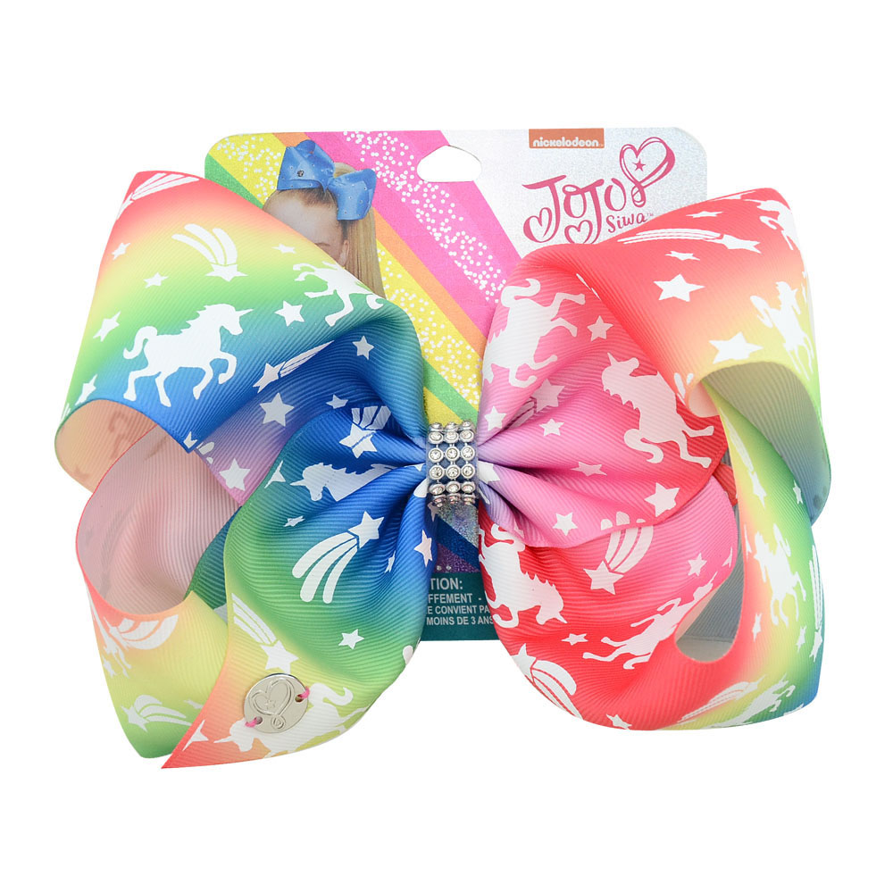 8" large hair Bows Colorful Gradient Rainbow
