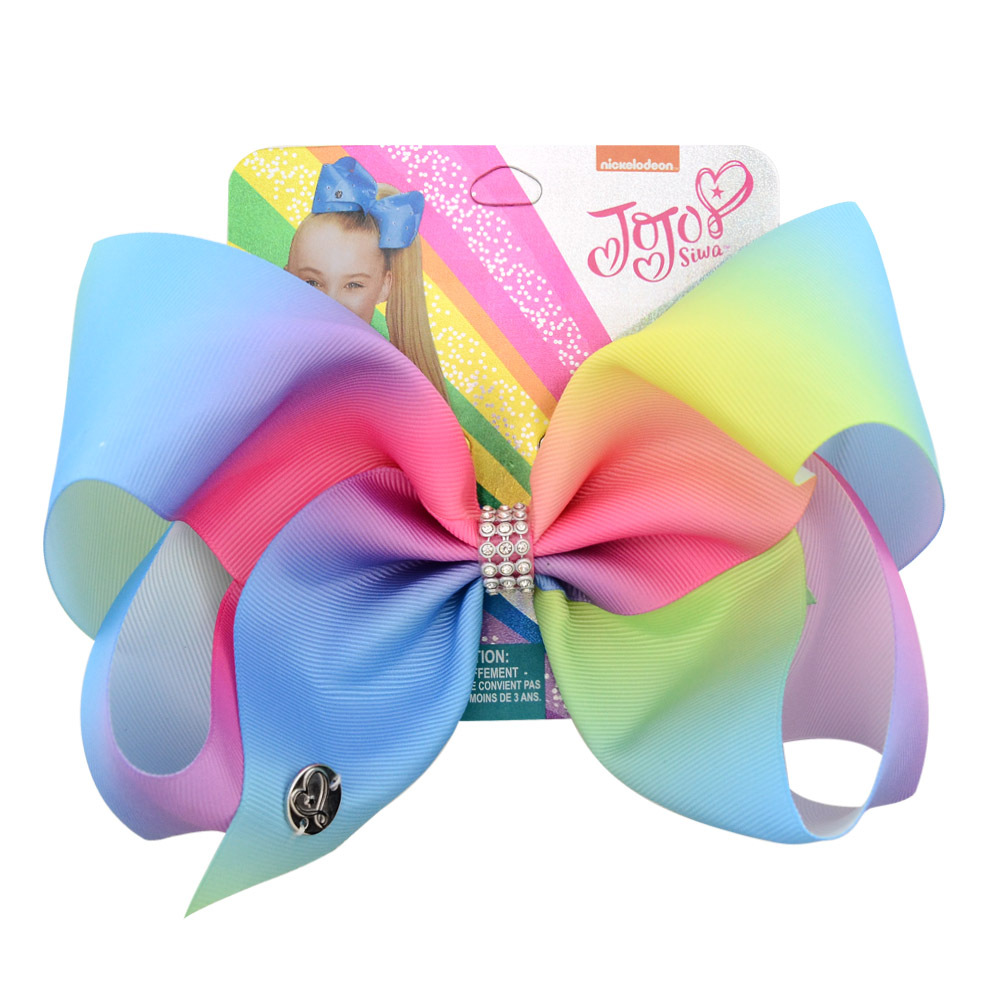 8\" large hair Bows Colorful Gradient Rainbow