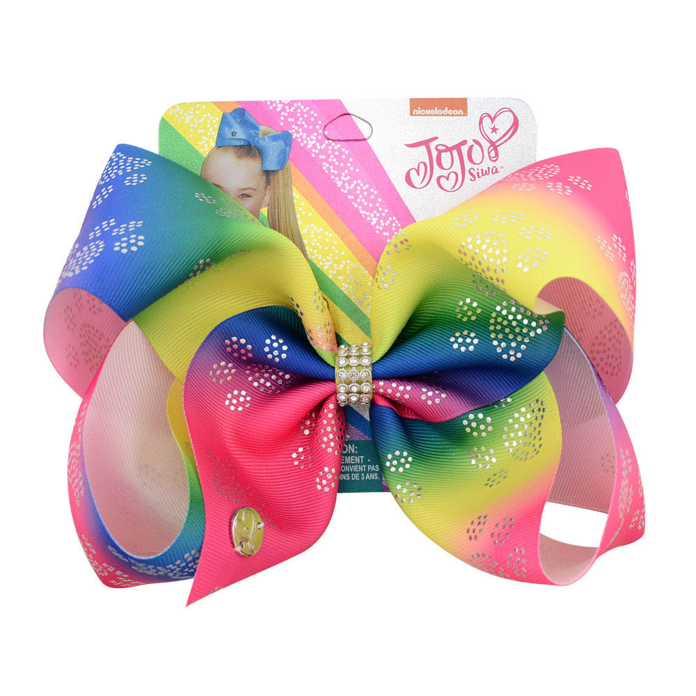 8" large hair Bows Colorful Gradient Rainbow
