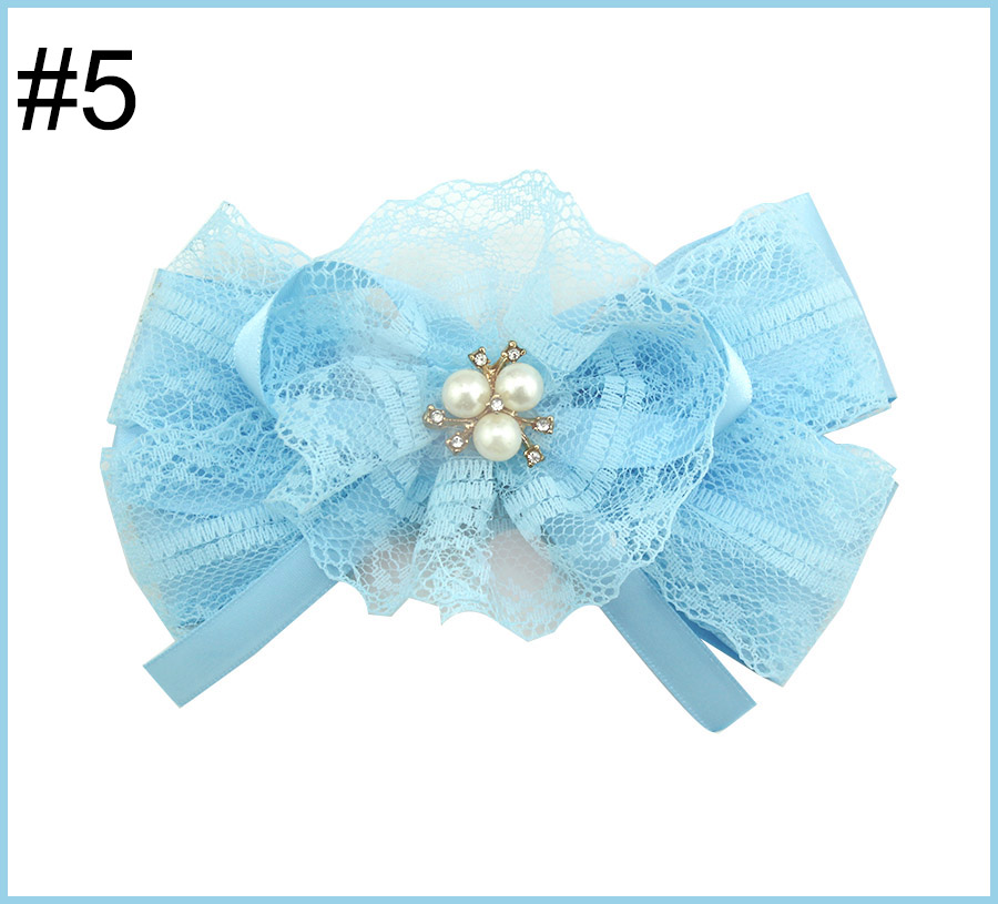 5'' rhinestones girl lace hair bows accessories with clips big