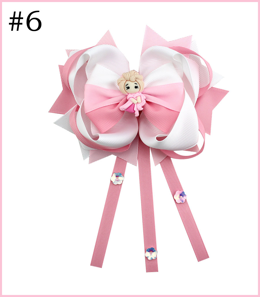 5.5'' Little princess girl hair bows big glitter doll baby hair