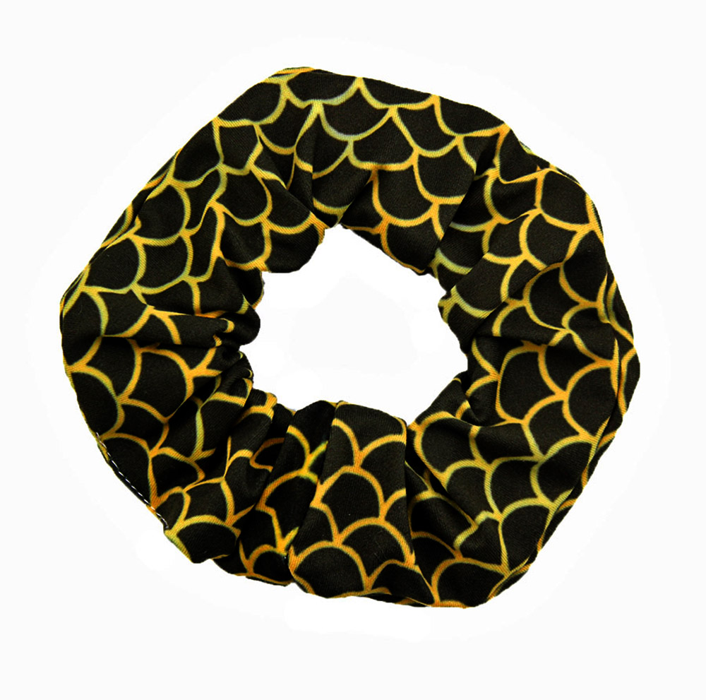 5.5‘’sport hair scrunchies black gold yellow elastic hair pony