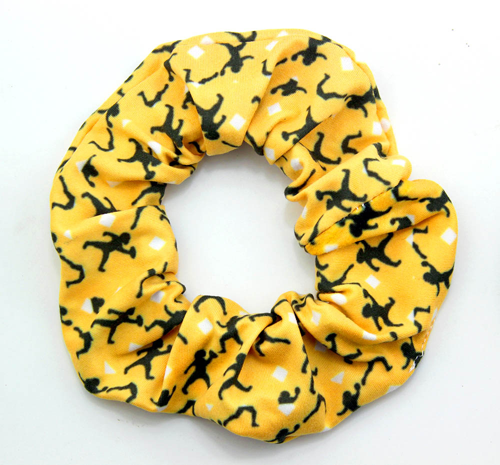 5.5‘’sport hair scrunchies black gold yellow elastic hair pony