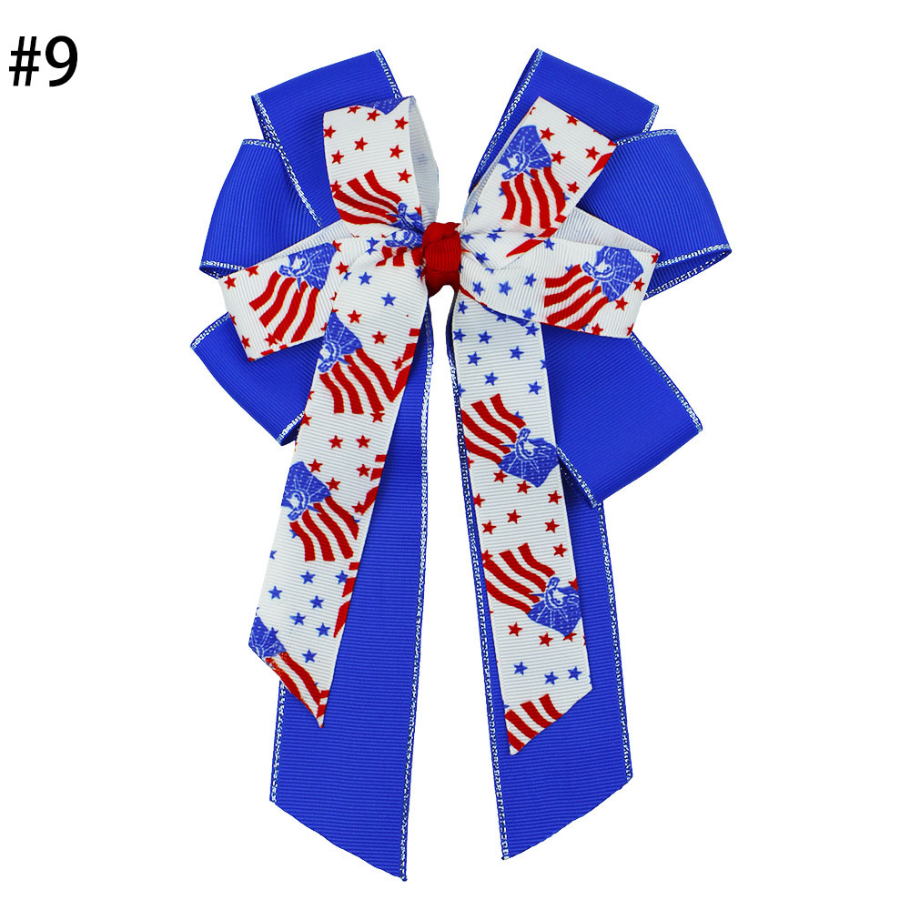 4'' USA Flag Cheer Bows for kids Children Hair Bow Girls Stripe