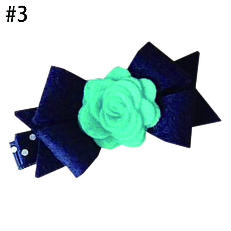 3\'\' flet flower hair clips for toddle hair bow school uniform