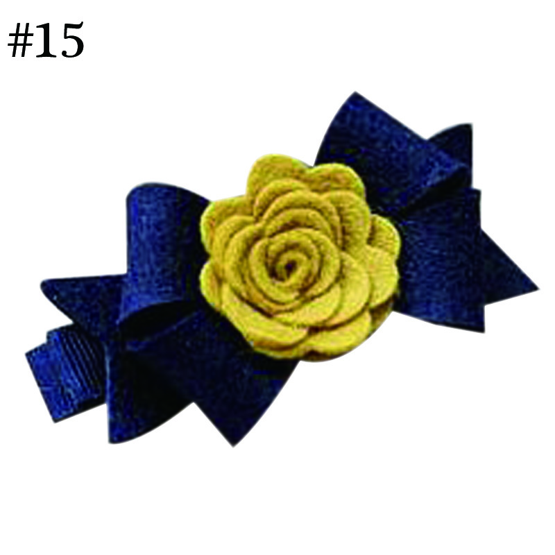3'' flet flower hair clips for toddle hair bow school uniform b