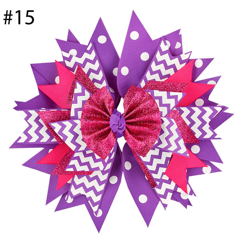 5‘’Big Glitter Inspired Hair Bows Purple Red Black Leopard Hair