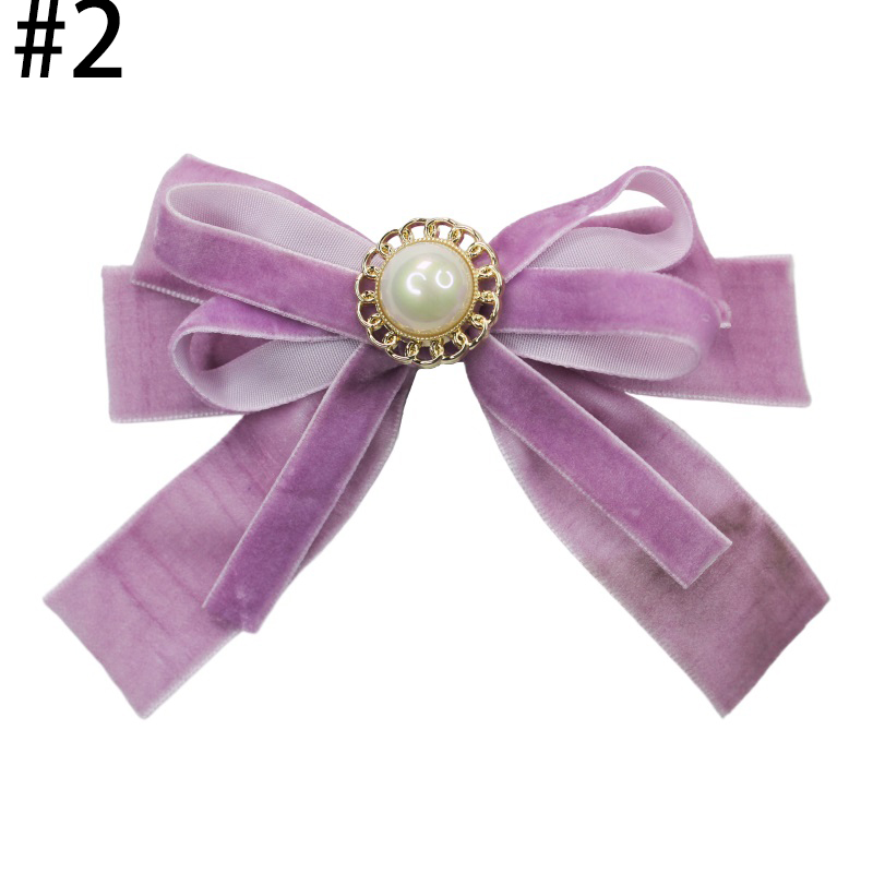Velvet hair bows for Women pearl velvet bow clip