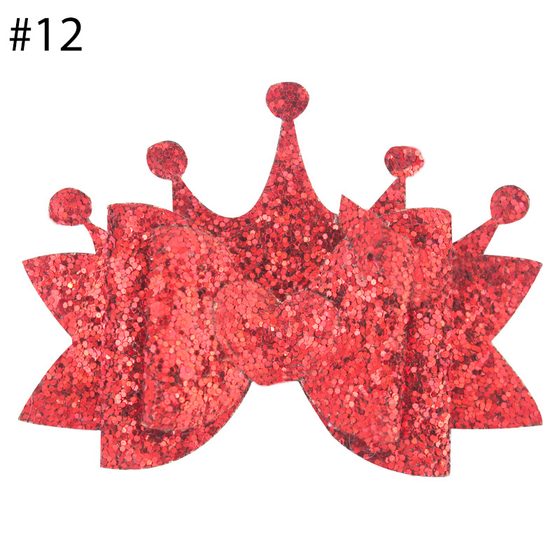 3.5‘’Princess Crown Glitter Hair Bows For Toddle Girl Hair Clip