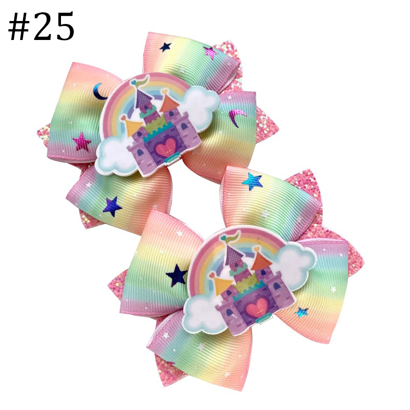 3.5'' glitter ribbon hair bows