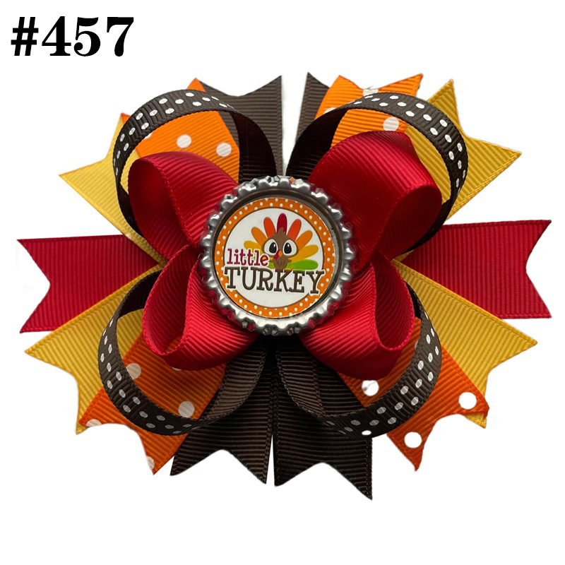 thanksgiving hair bows fall Turkey hair clip