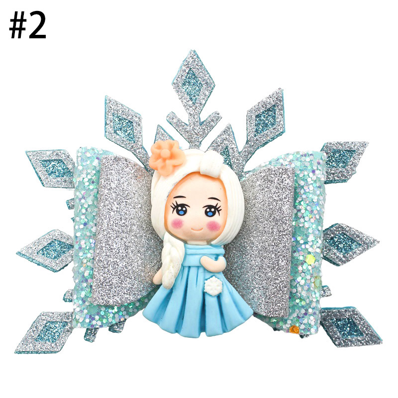4'' Christmas Bow Ice Queen Winter hair accessories