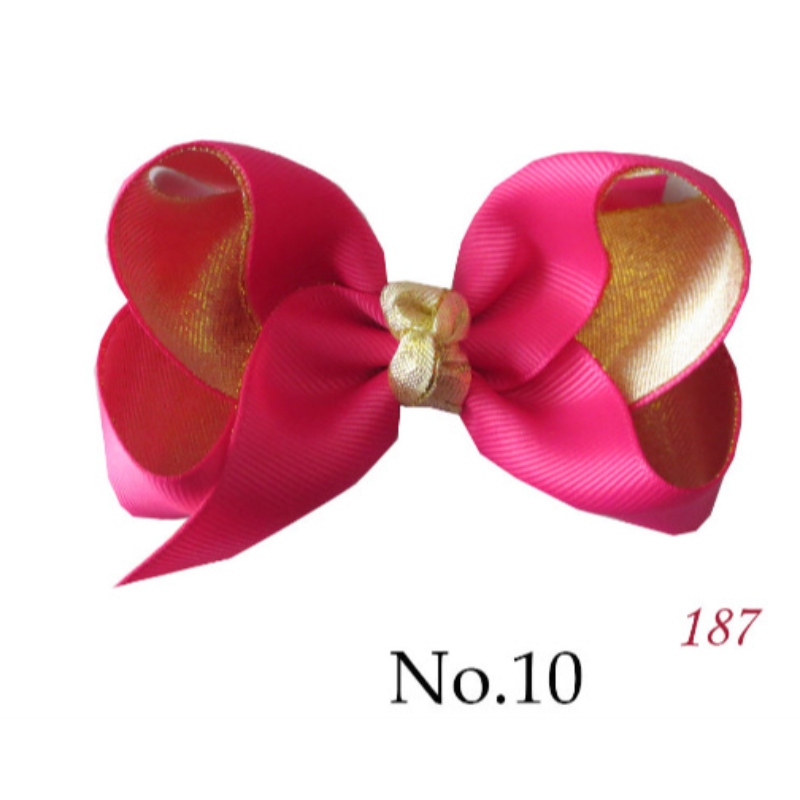 5.5 ''Two tone ABC hair Bows Clip with Gold pink Band for girls