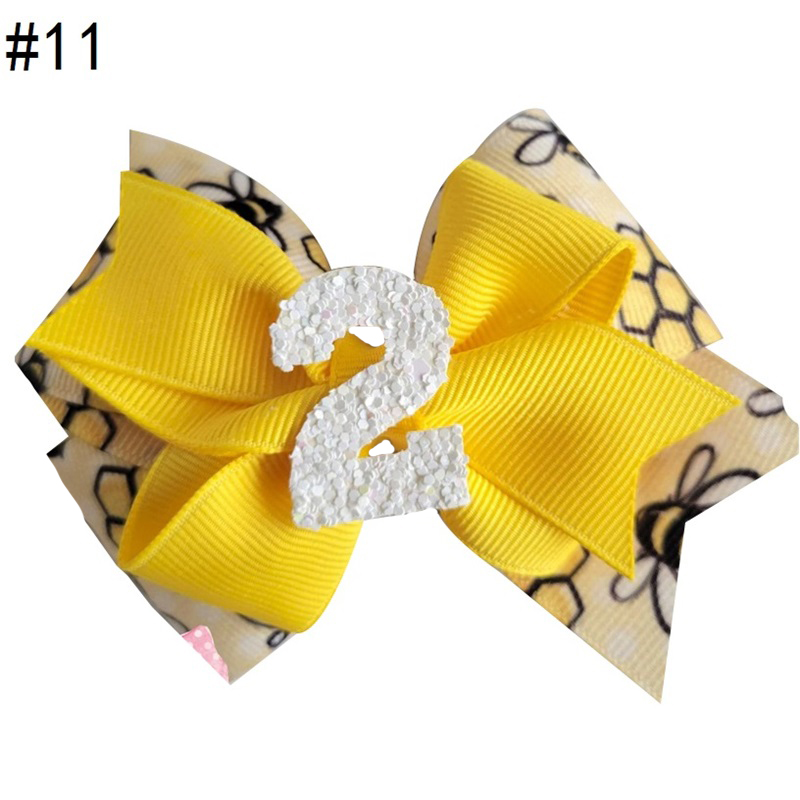 Honey Bumble Bee hair Bow, Yellow Bee bows for Toddler Baby